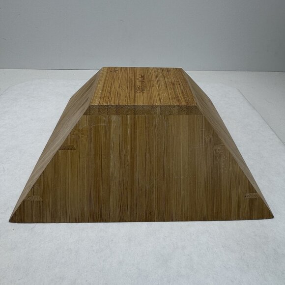 Vintage The Pampered Chef 1108 Bamboo Square Bowl 9-1/4" Tapered Wood Salad - Picture 5 of 12